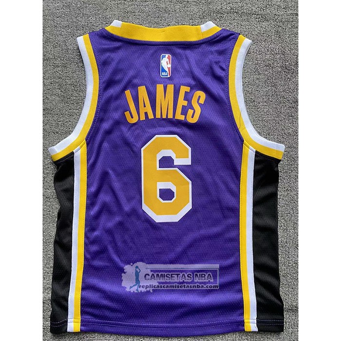 Camiseta Nino Los Angeles Lakers LeBron James NO 6 Statement Violeta